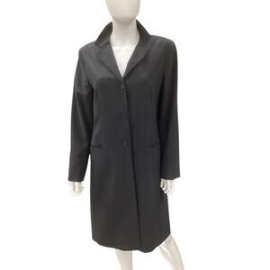 Theory Blazer Women’s Size L Long Polyester Wool Blend Made In USA Classic Black